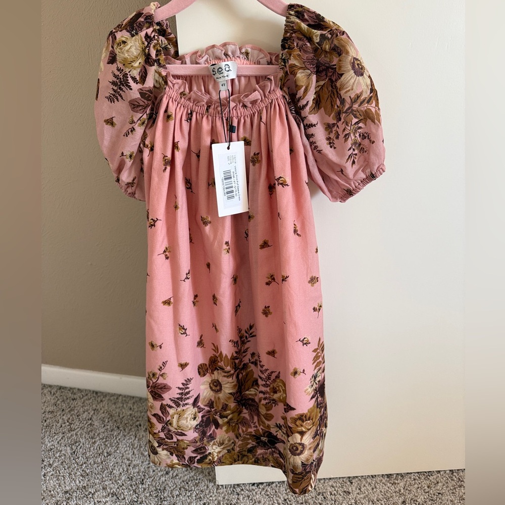 Sea New York Pink Floral Puff Sleeve Dress